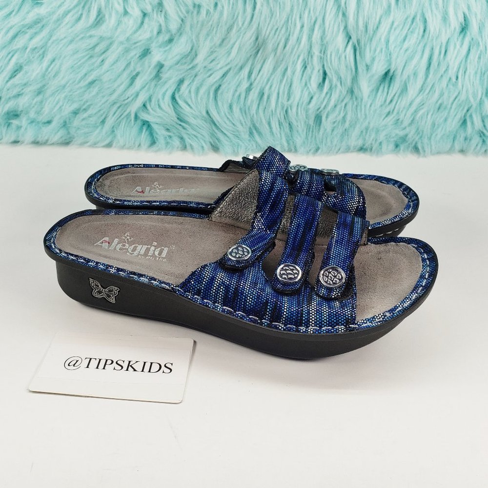 Alegria Fiona Blue 3 Strap Platform Open Toe Sandals Size 38 (U.S. Size 8/8.5)
